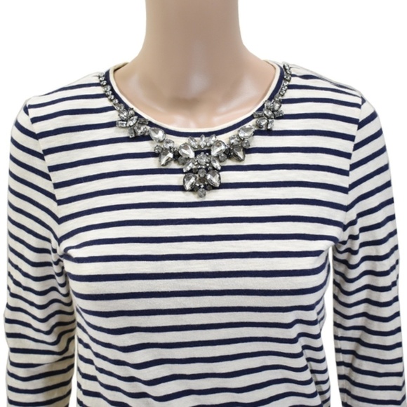 J.Crew Jewels Collar Stripped Long Sleeve … - Picture 1 of 3